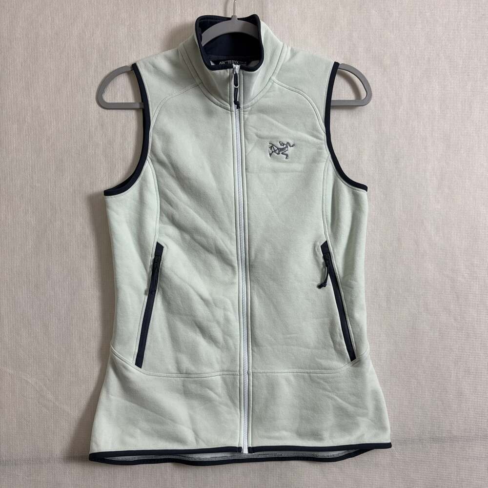 Arcteryx Kyanite Fleece Full Zip Vest Womens Medium Mint Green Zip Pockets EUC